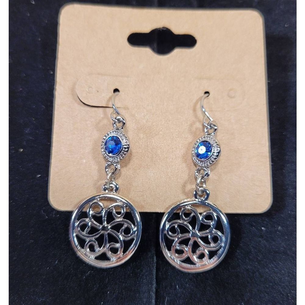 (3 for $15) Joma Silvertone Dangle Earrings with Blue Australian Crystals- NEW